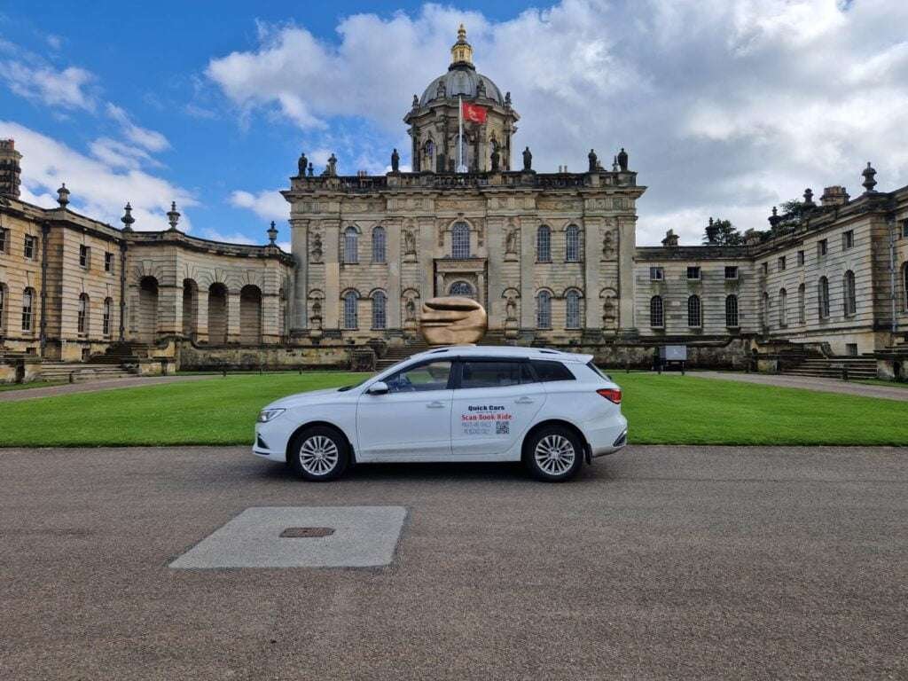 Quick Cars York Taxis picking up passenger at Castle Howard, York